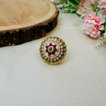 Ruby Green Rajwadi Ring