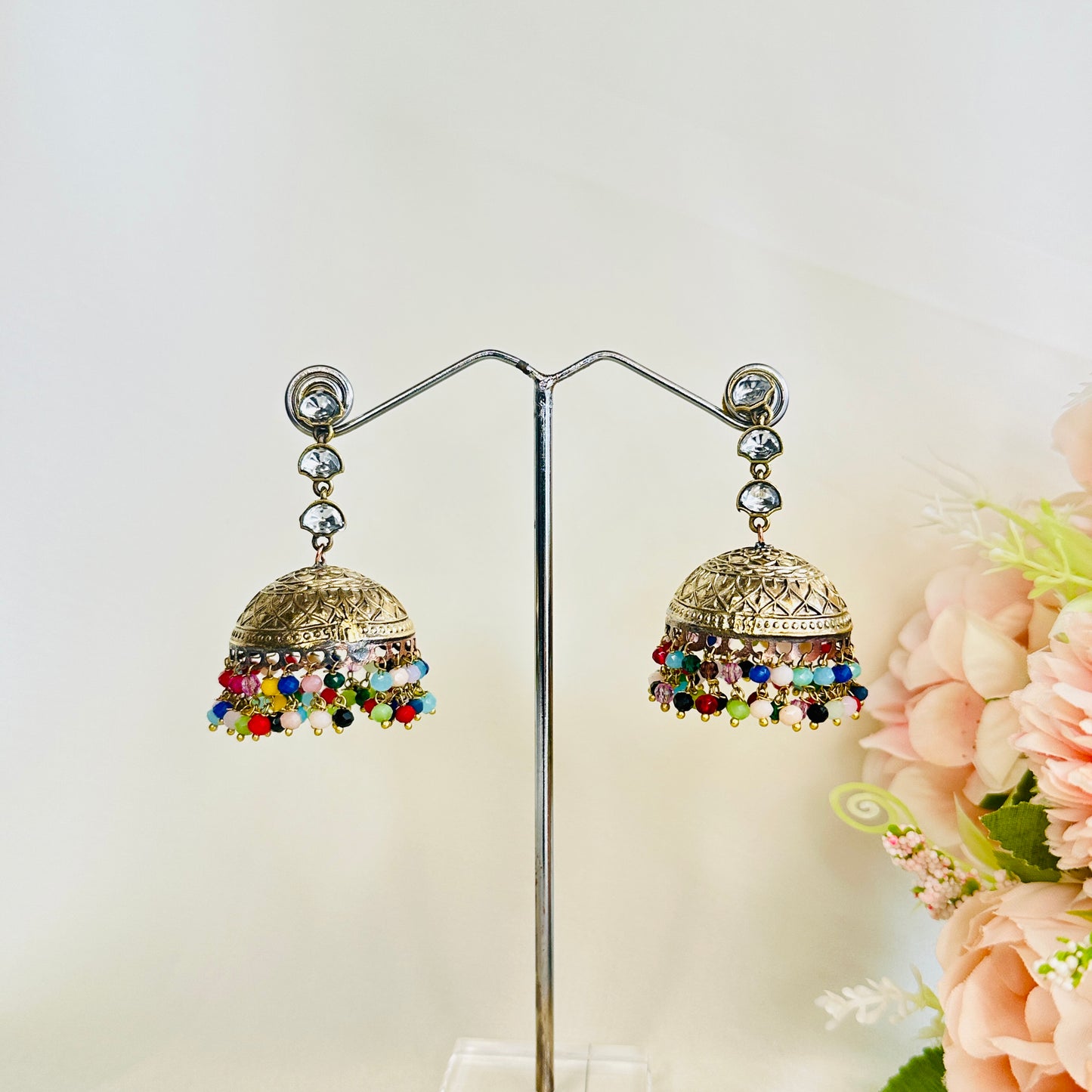 Kundan Apala Polish beads Jhumka