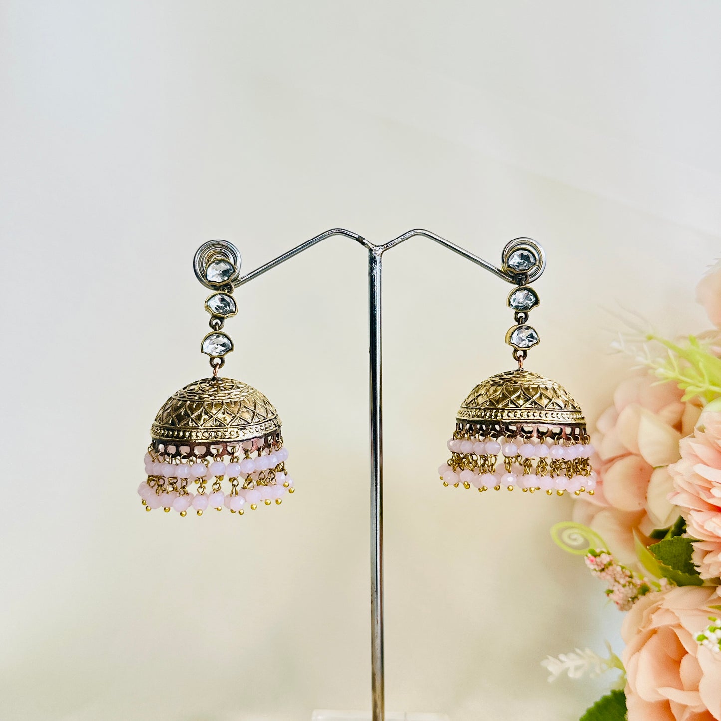 Kundan Apala Polish beads Jhumka