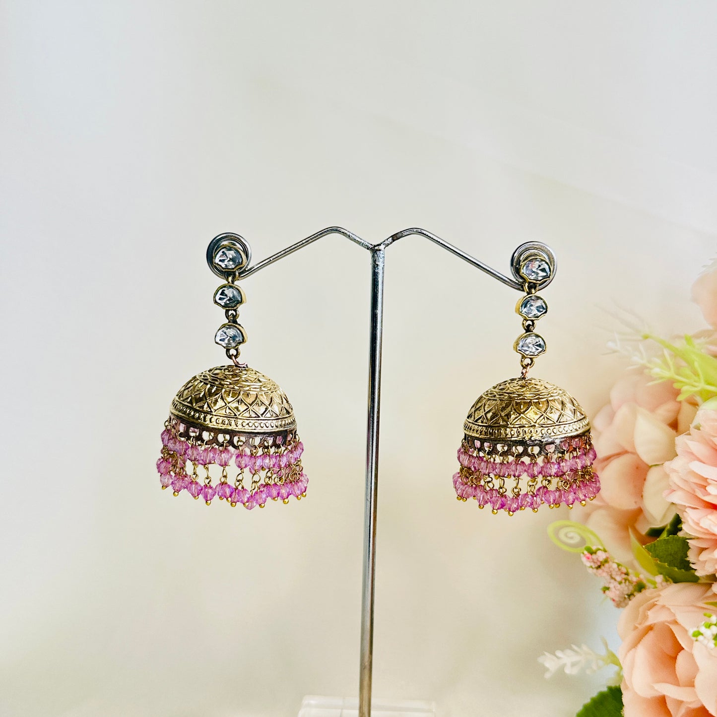 Kundan Apala Polish beads Jhumka