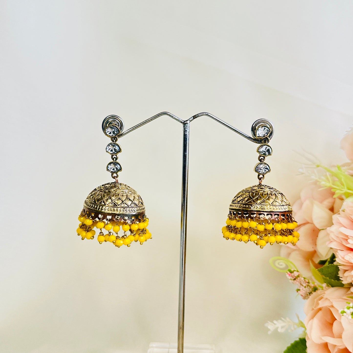 Kundan Apala Polish beads Jhumka