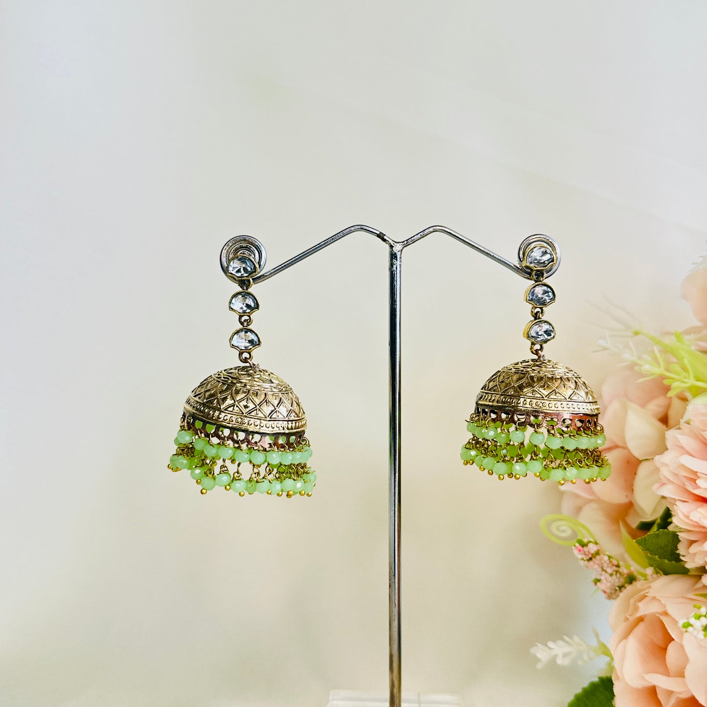 Kundan Apala Polish beads Jhumka