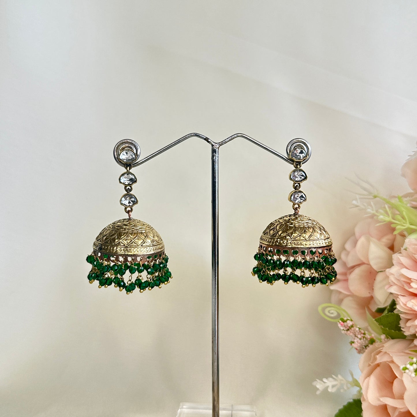 Kundan Apala Polish beads Jhumka