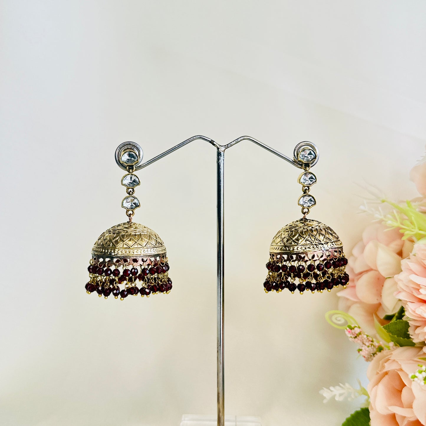Kundan Apala Polish beads Jhumka