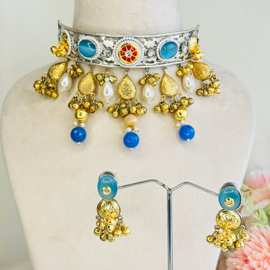 Dual Polish Silver Replica Choker