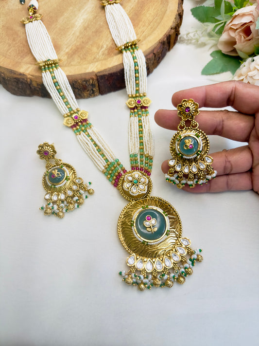 Round Pendant Long Necklace Set