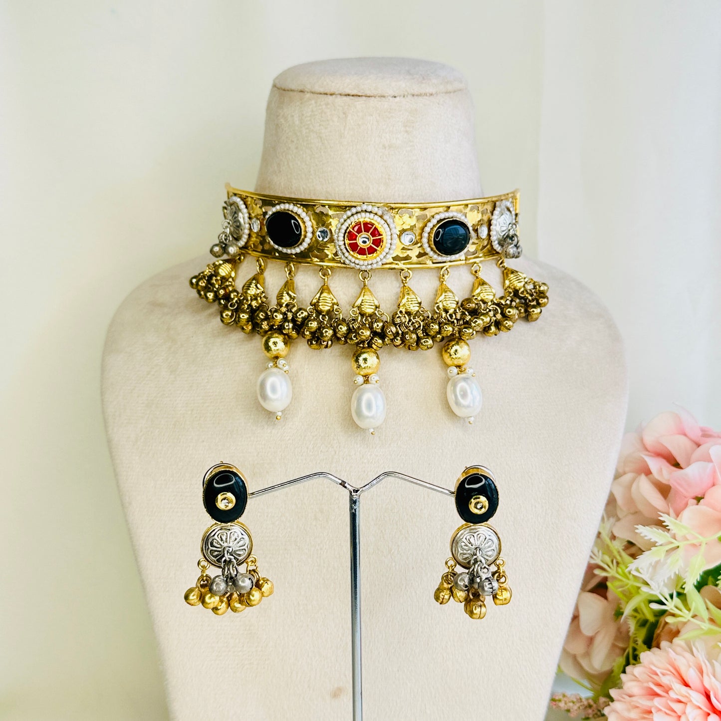 Dual Polish Silver Replica Choker