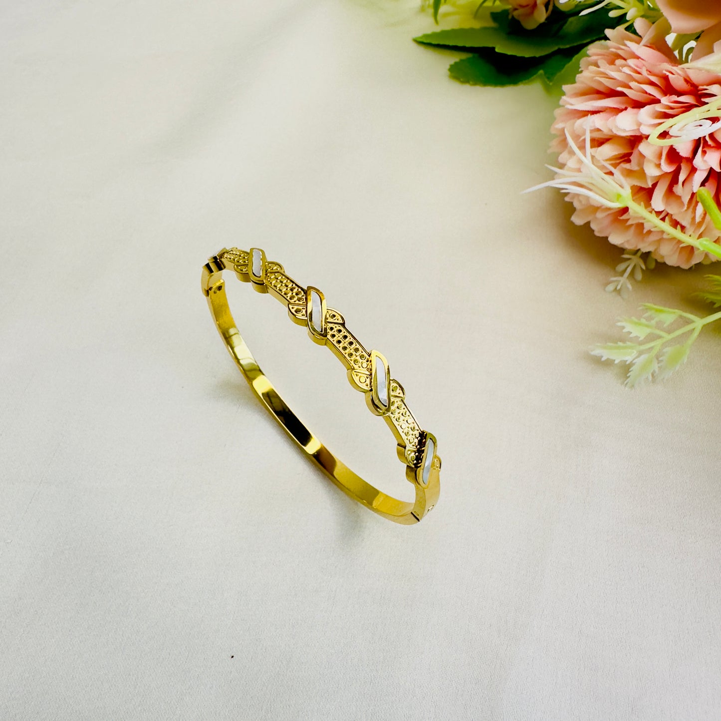 Tarnish Free Five Cross MOP Bracelet