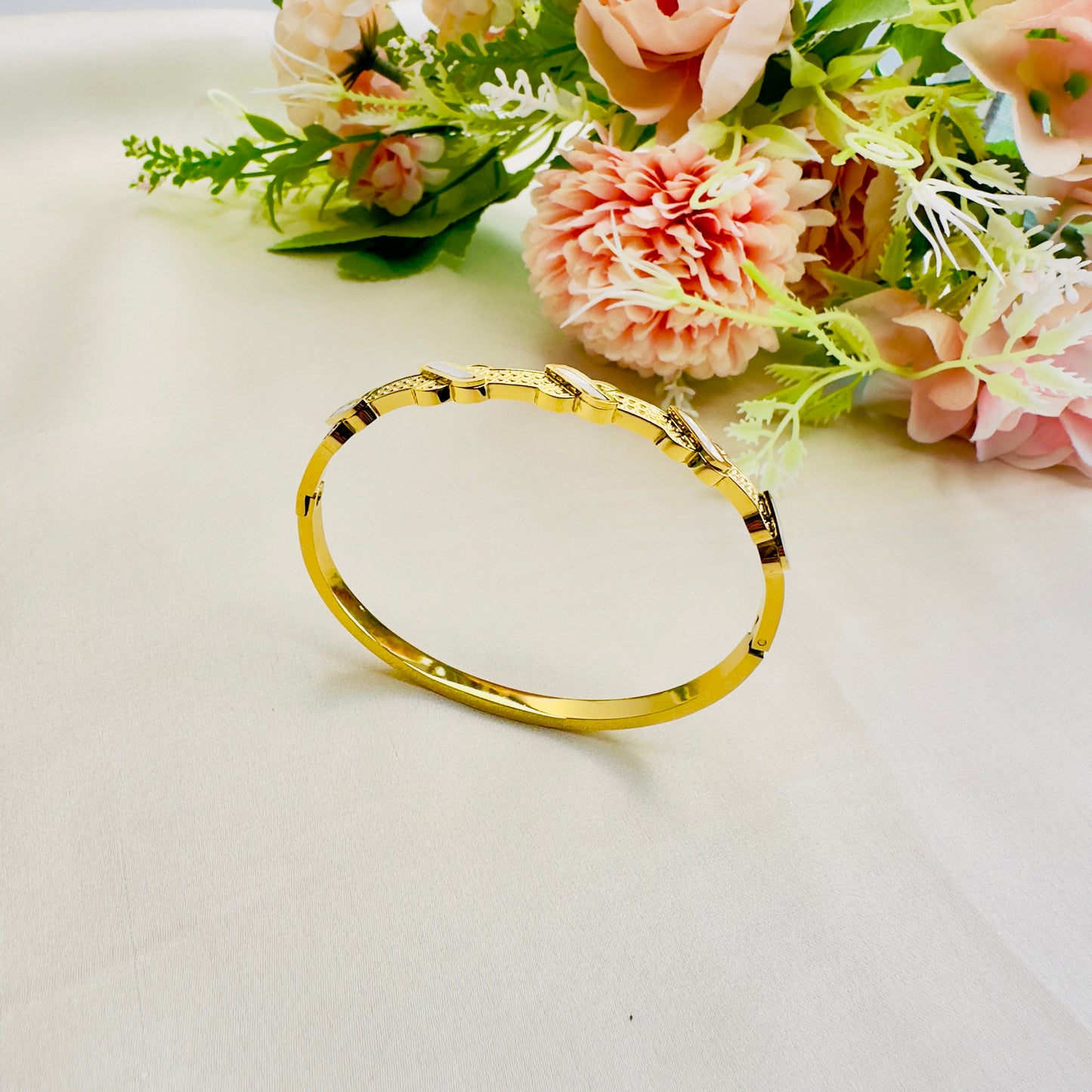 Tarnish Free Five Cross MOP Bracelet