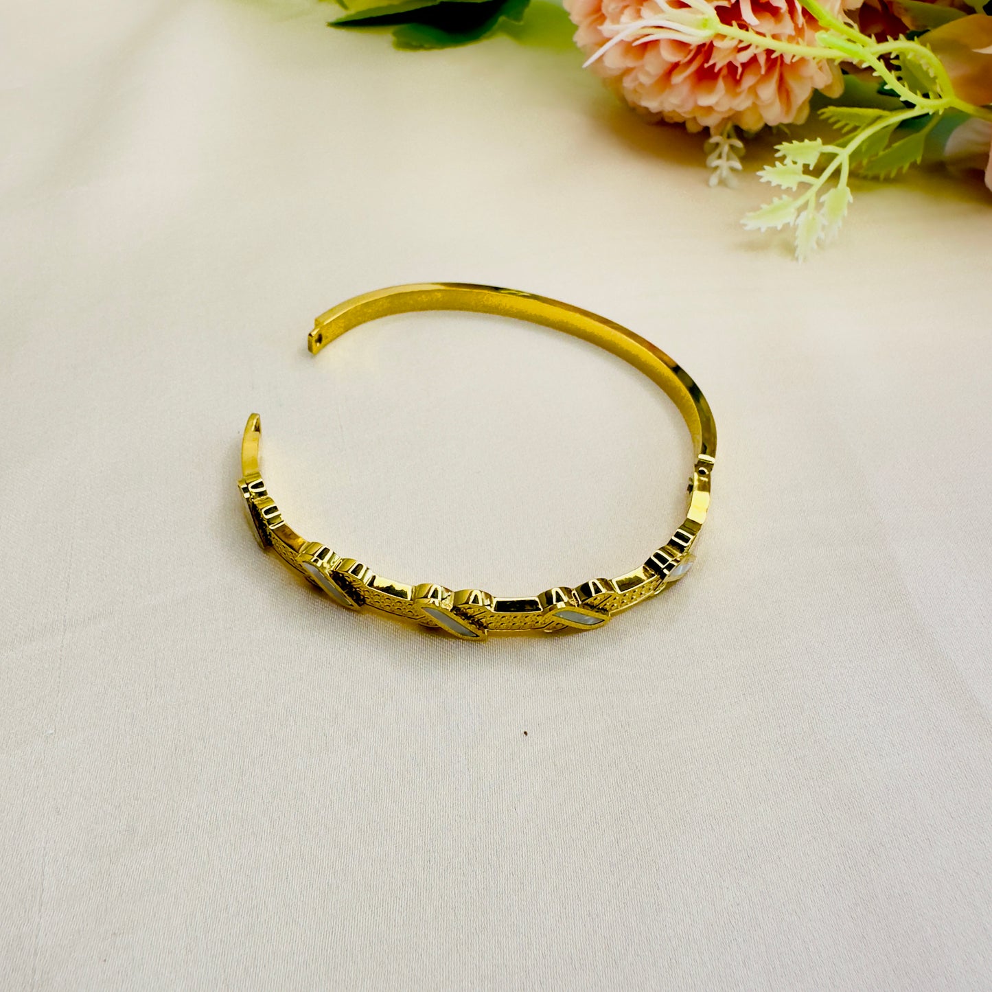 Tarnish Free Five Cross MOP Bracelet