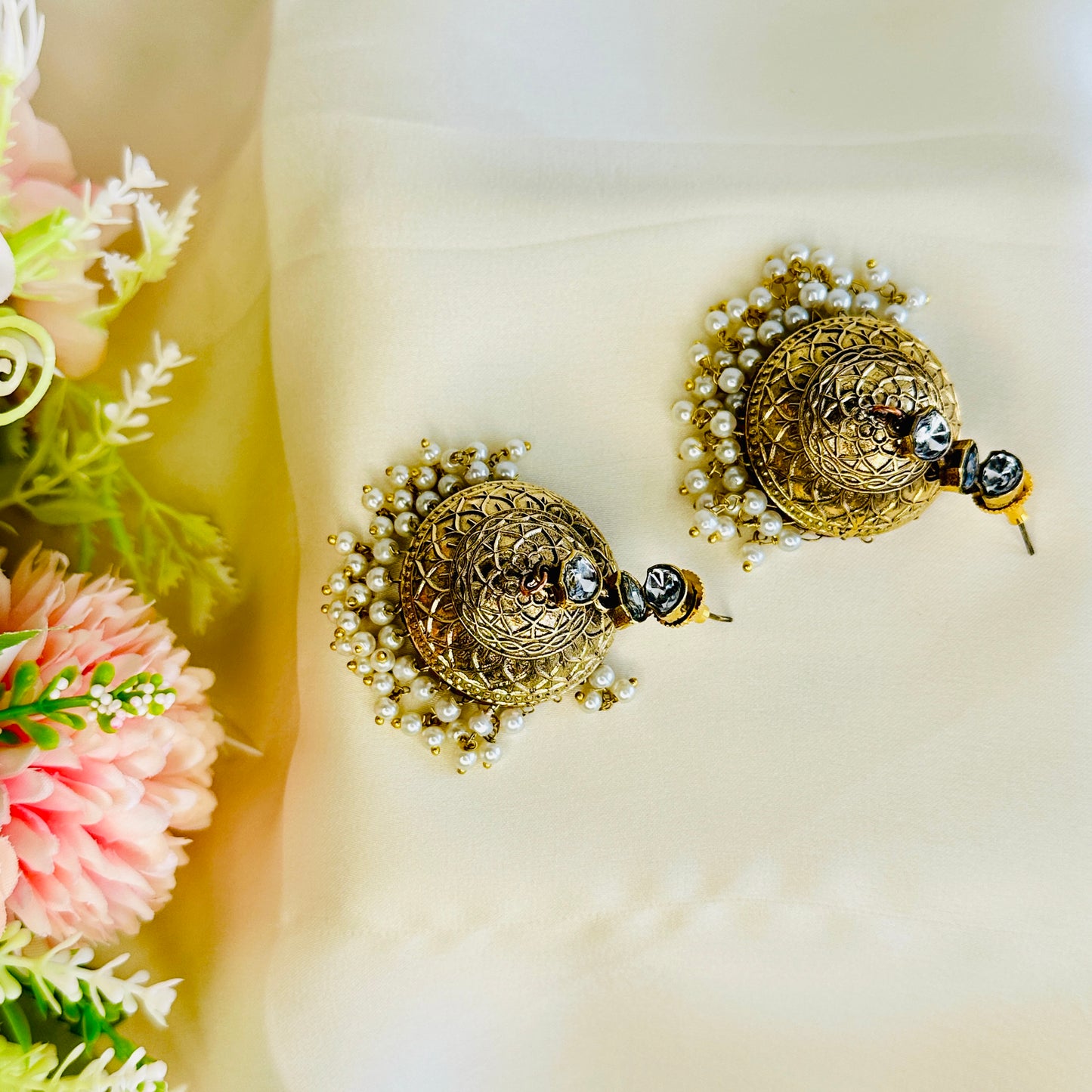 Kundan Apala Polish beads Jhumka