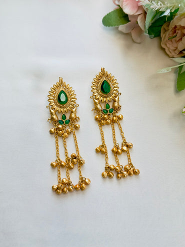 Green Short Kashmiri Earrings