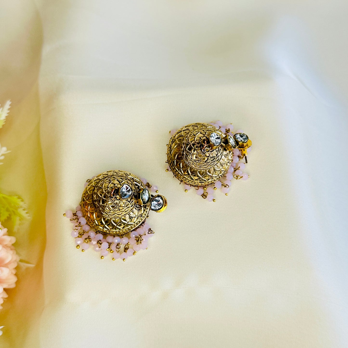 Kundan Apala Polish beads Jhumka