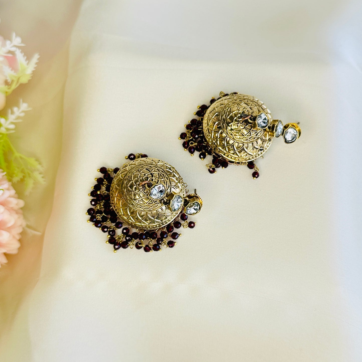 Kundan Apala Polish beads Jhumka