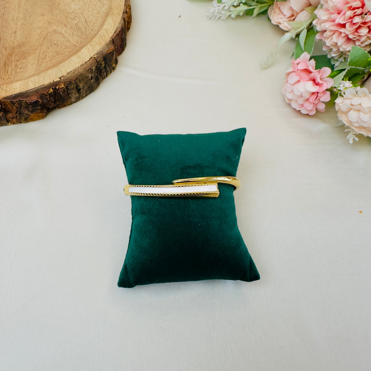 White Enamel Tarnish Free Bracelet