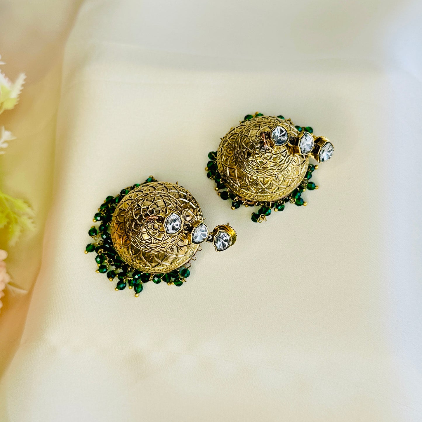 Kundan Apala Polish beads Jhumka