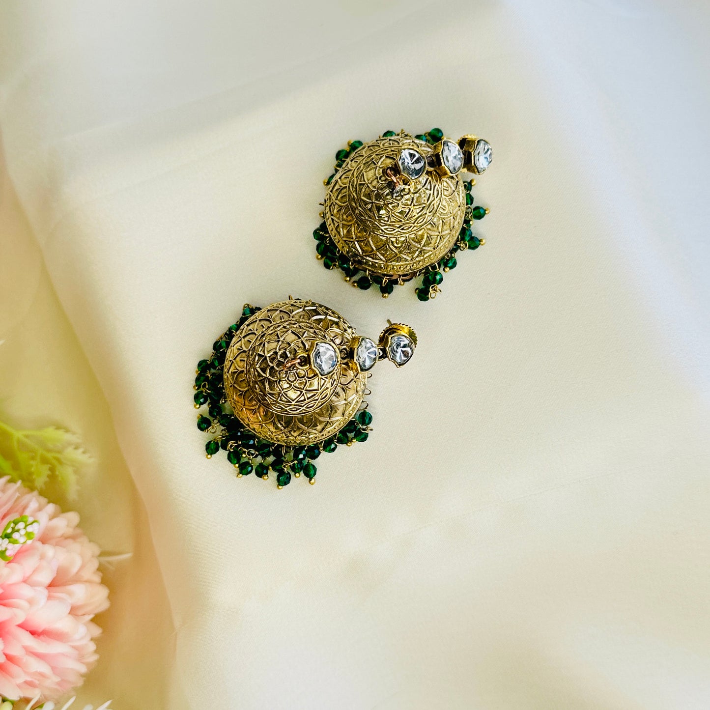 Kundan Apala Polish beads Jhumka