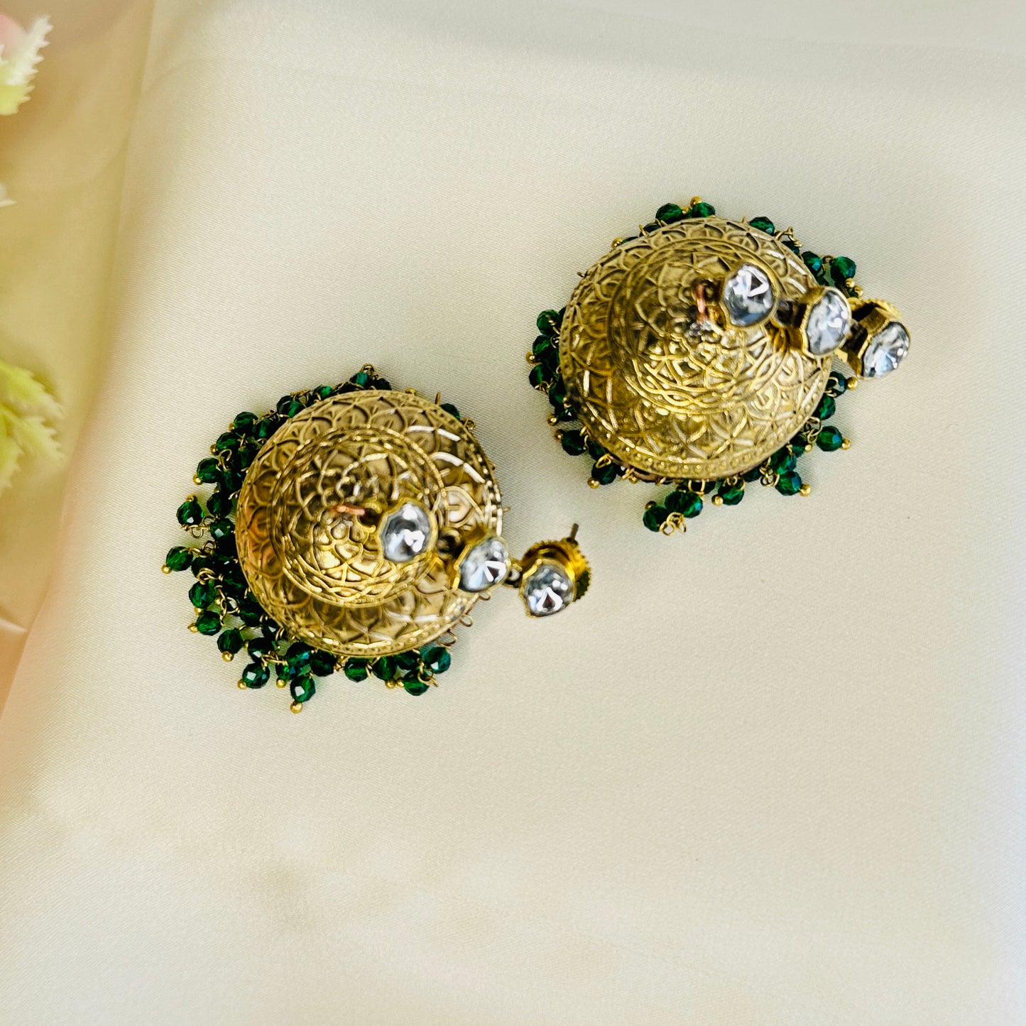 Kundan Apala Polish beads Jhumka
