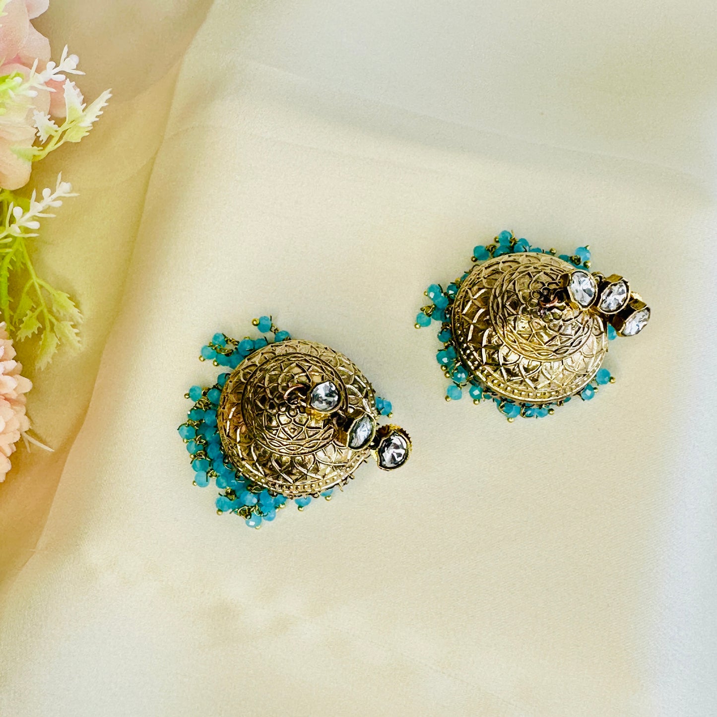 Kundan Apala Polish beads Jhumka