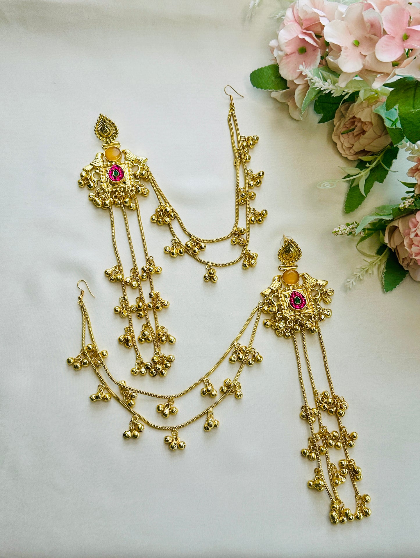 Kashmiri Earrings with Earchain