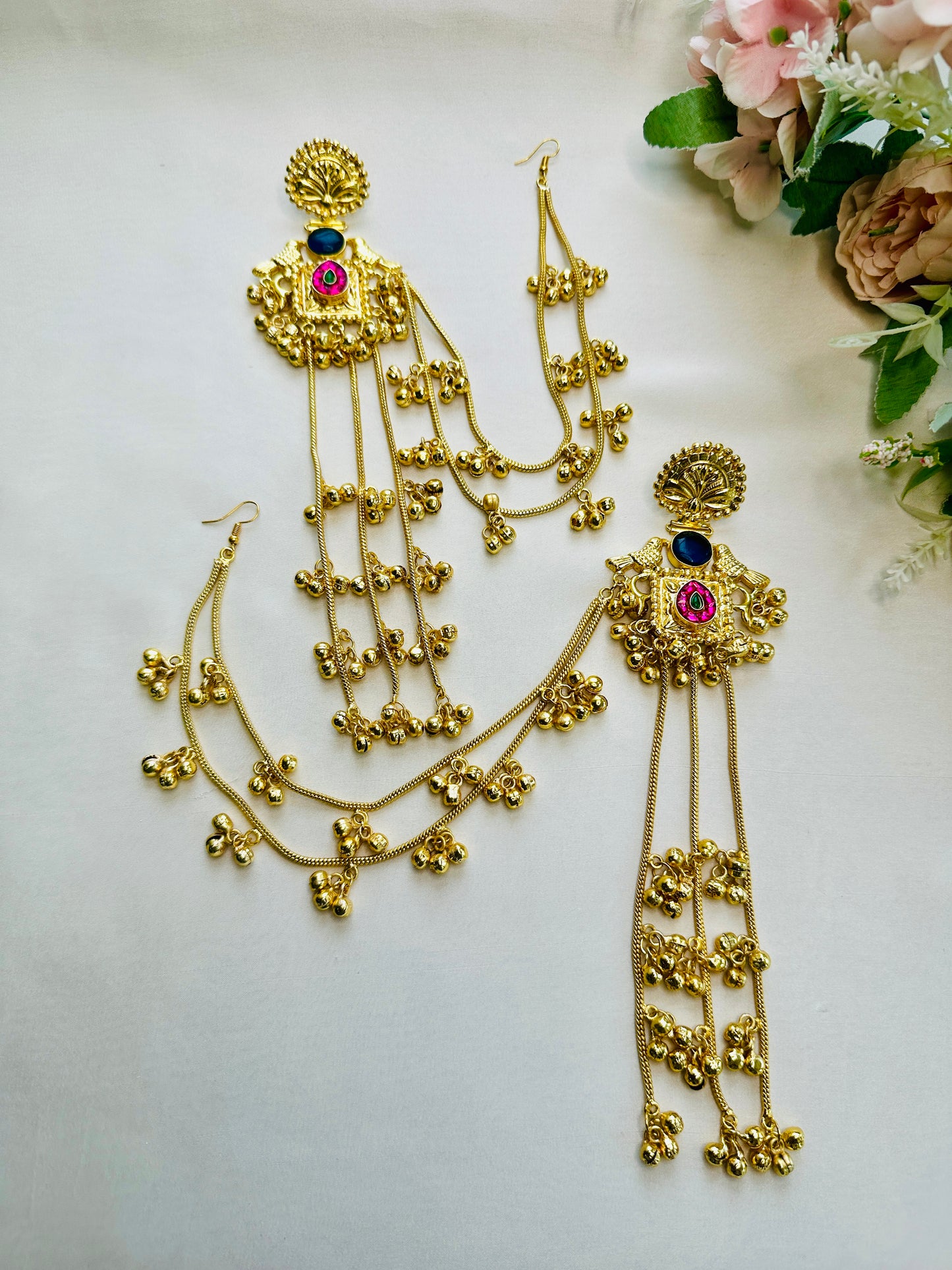 Kashmiri Earrings with Earchain