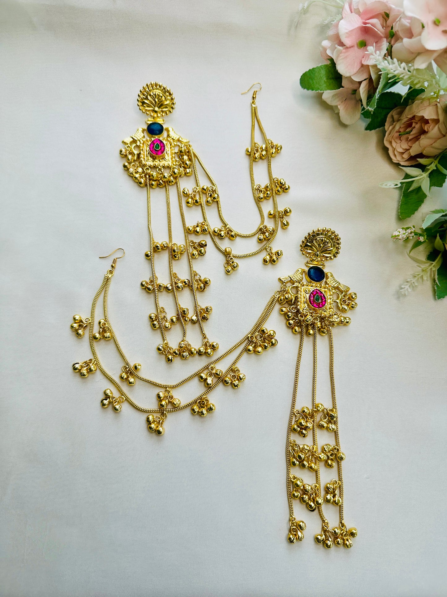 Kashmiri Earrings with Earchain