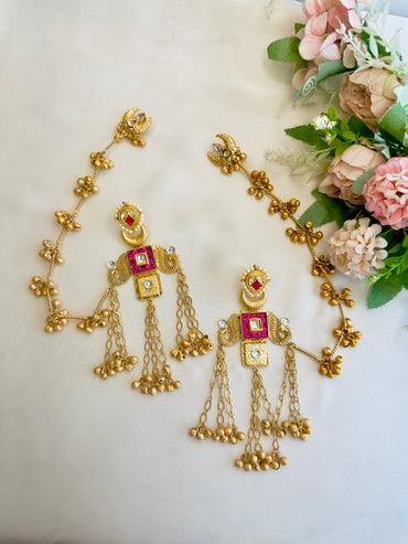 Kashmiri earrings with Ear chain