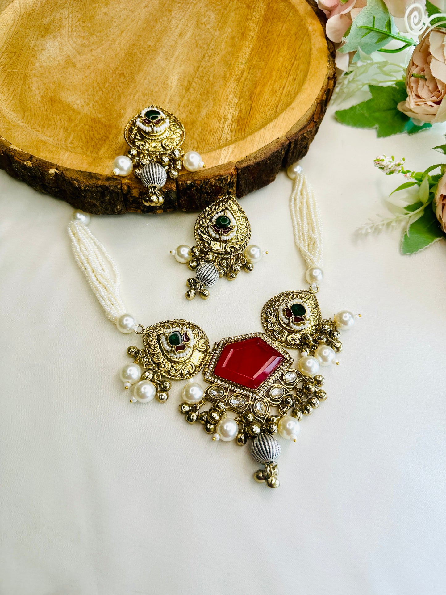 Doublet Stone Fusion Necklace Set