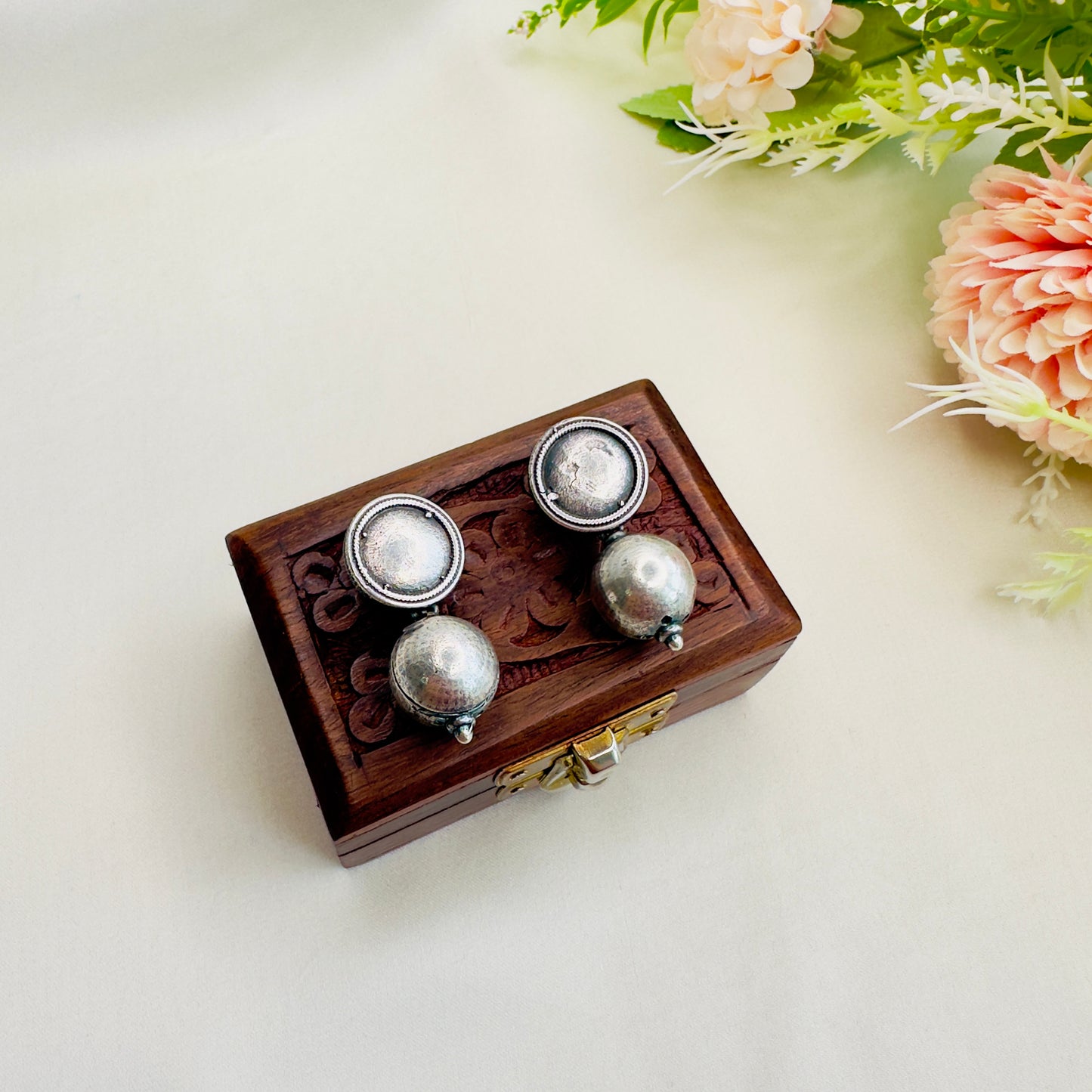 Pure Brass Solid Silver Replica Earrings