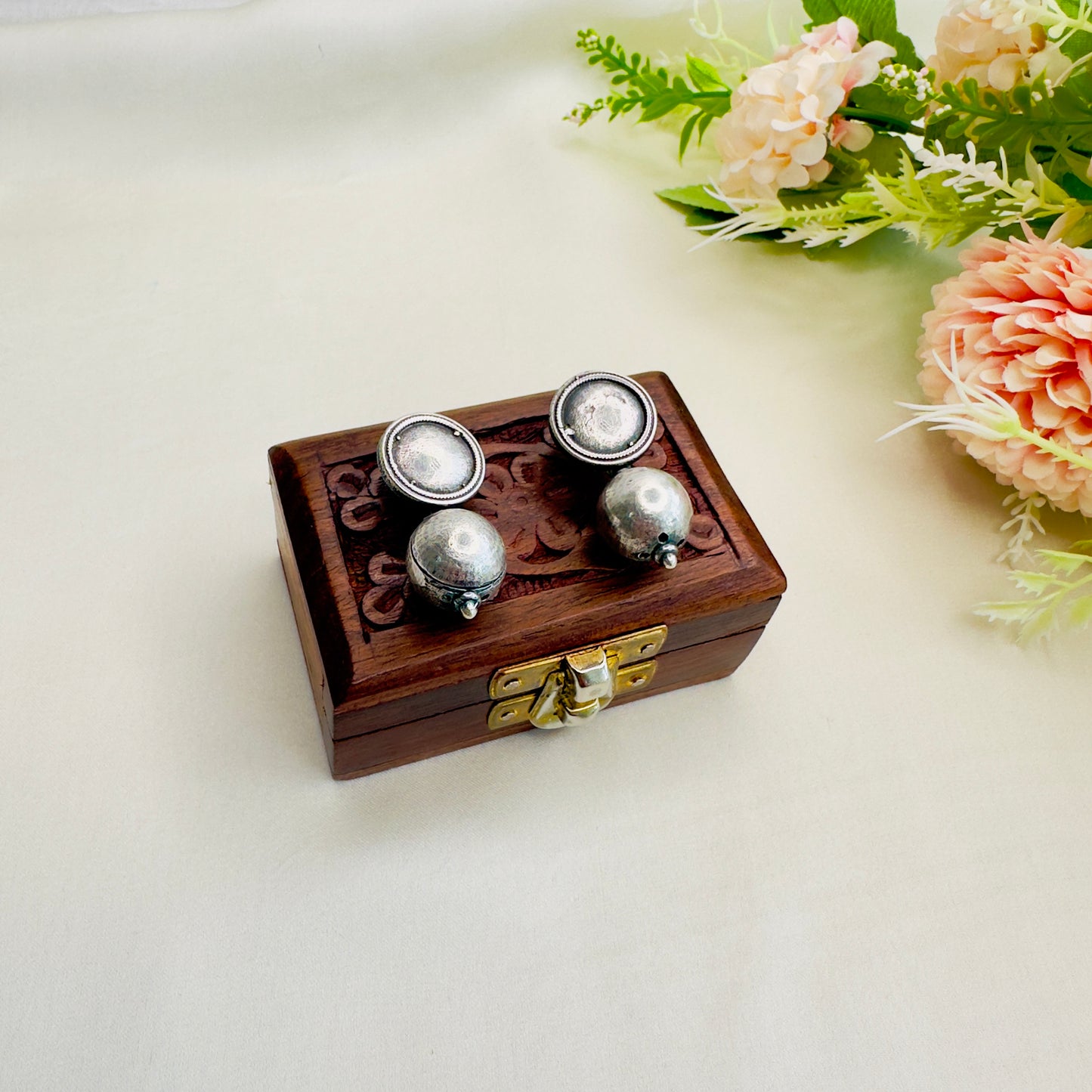 Pure Brass Solid Silver Replica Earrings