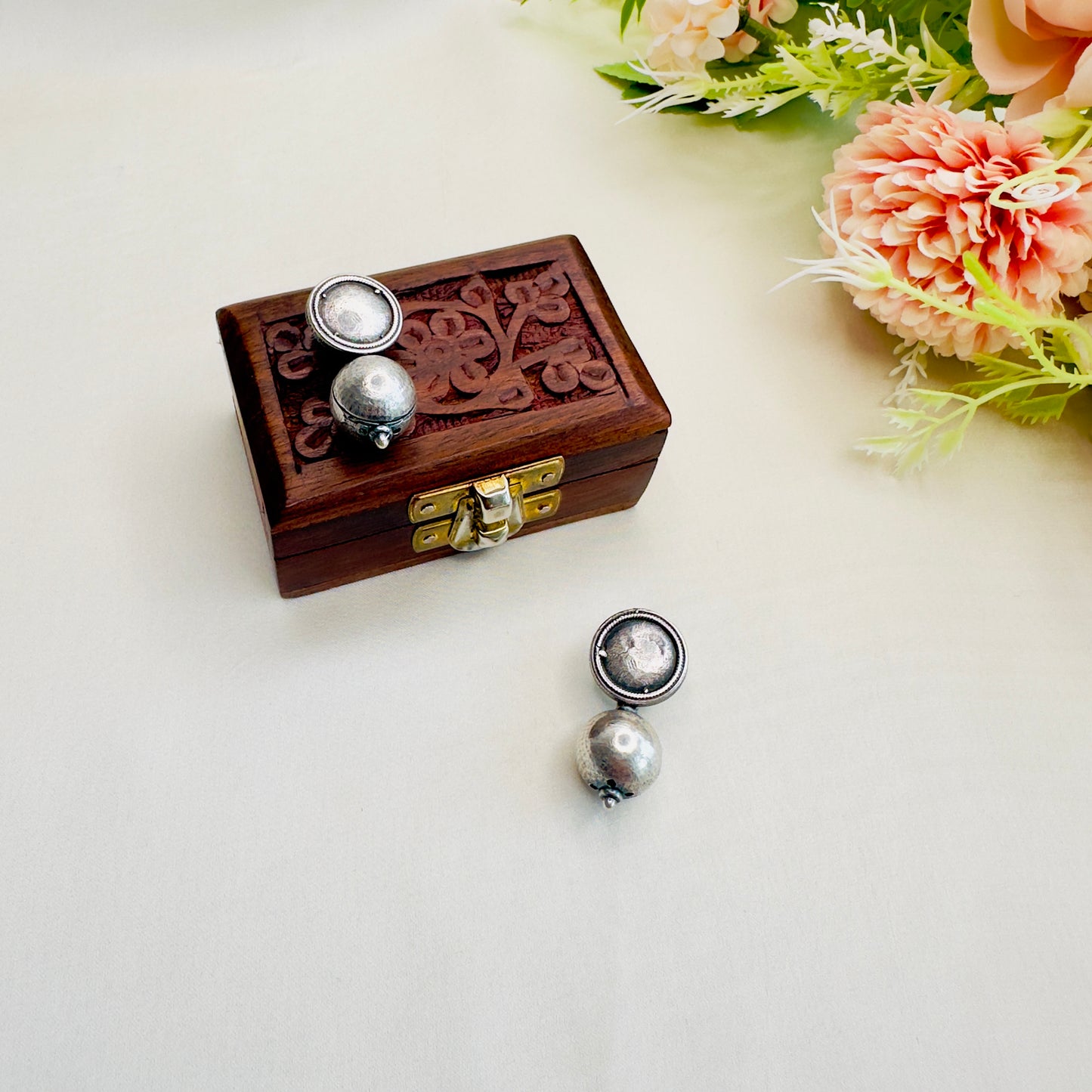 Pure Brass Solid Silver Replica Earrings