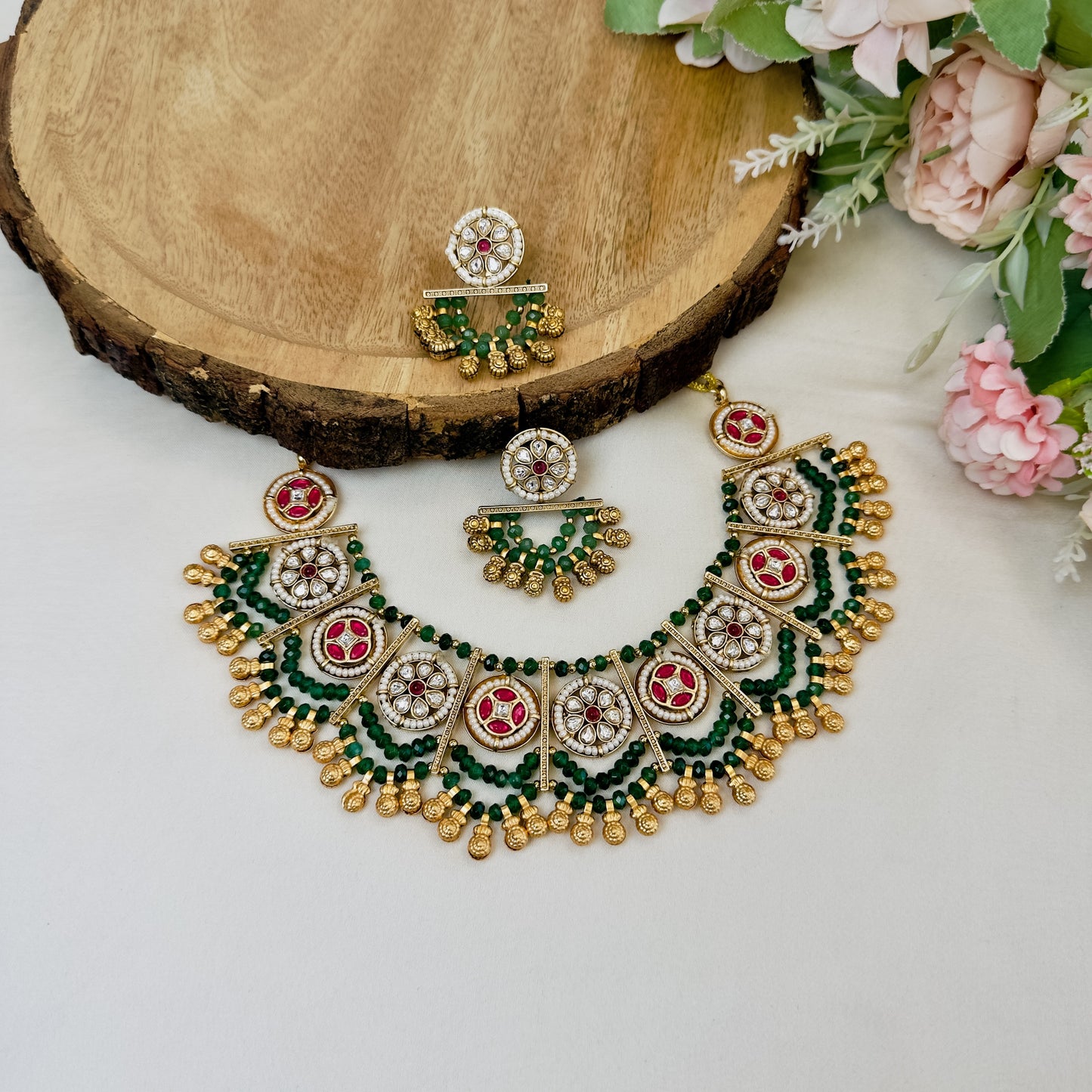 Nine Pendant double Layer Necklace Set