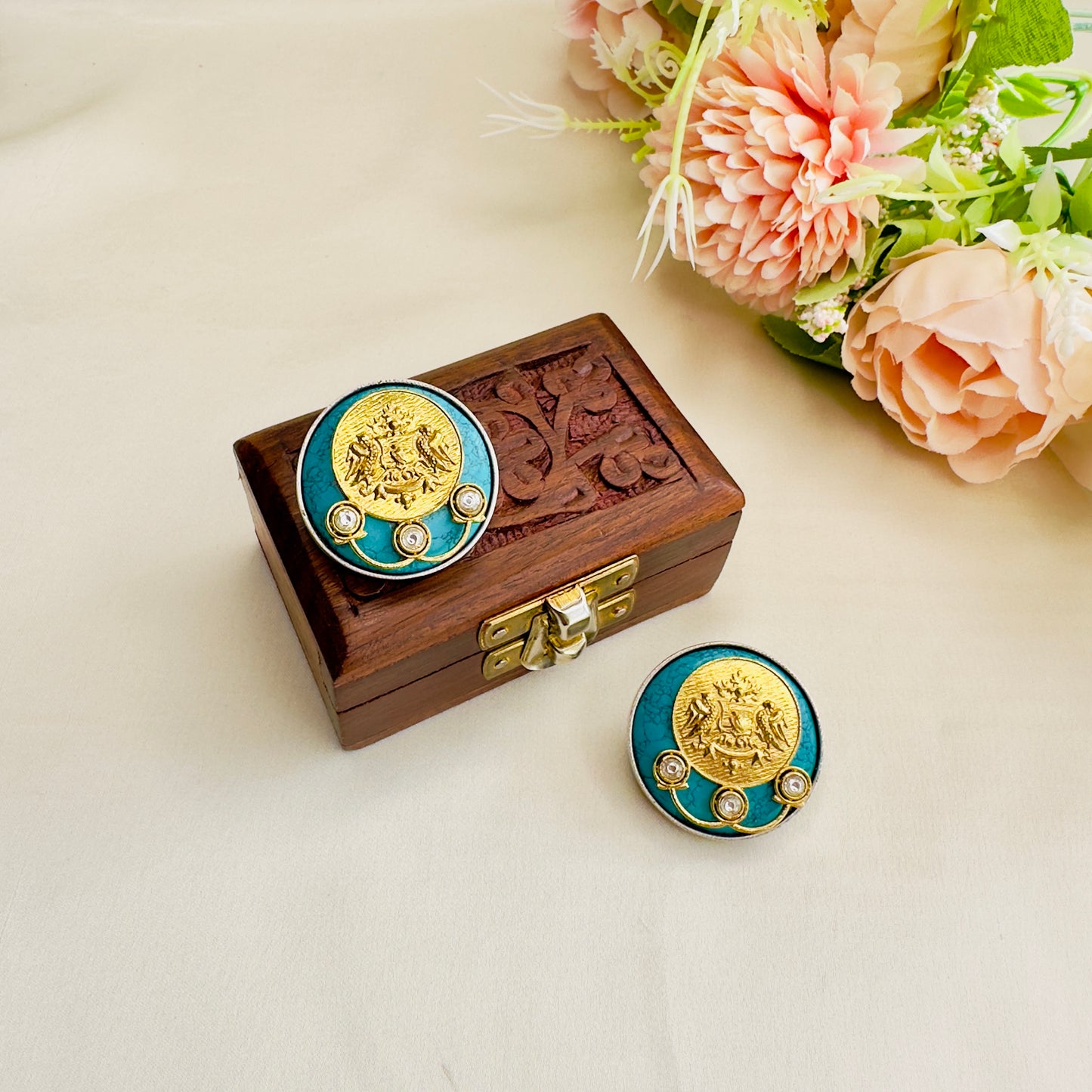 Dual Tone Silver Replica Stud Earrings
