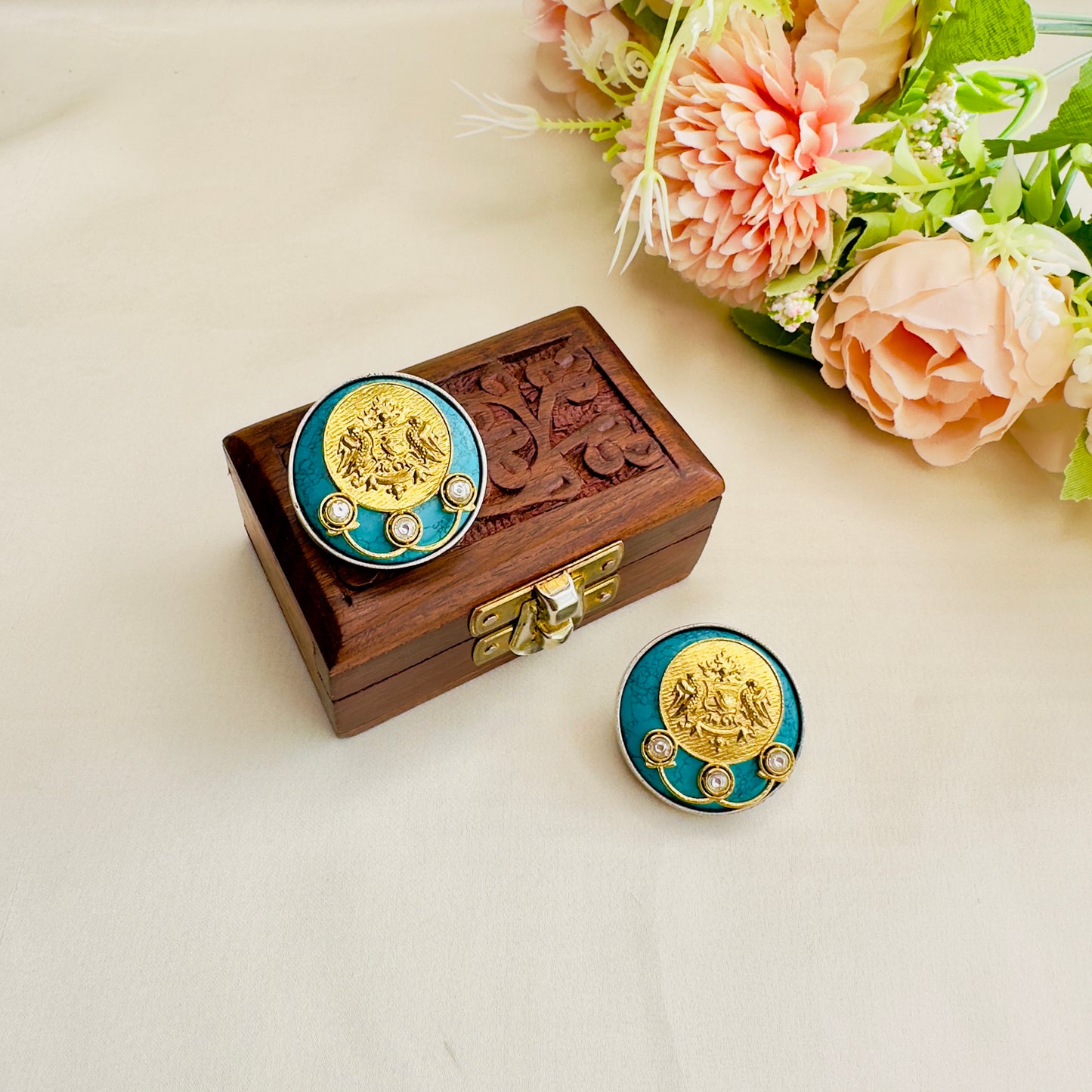 Dual Tone Silver Replica Stud Earrings