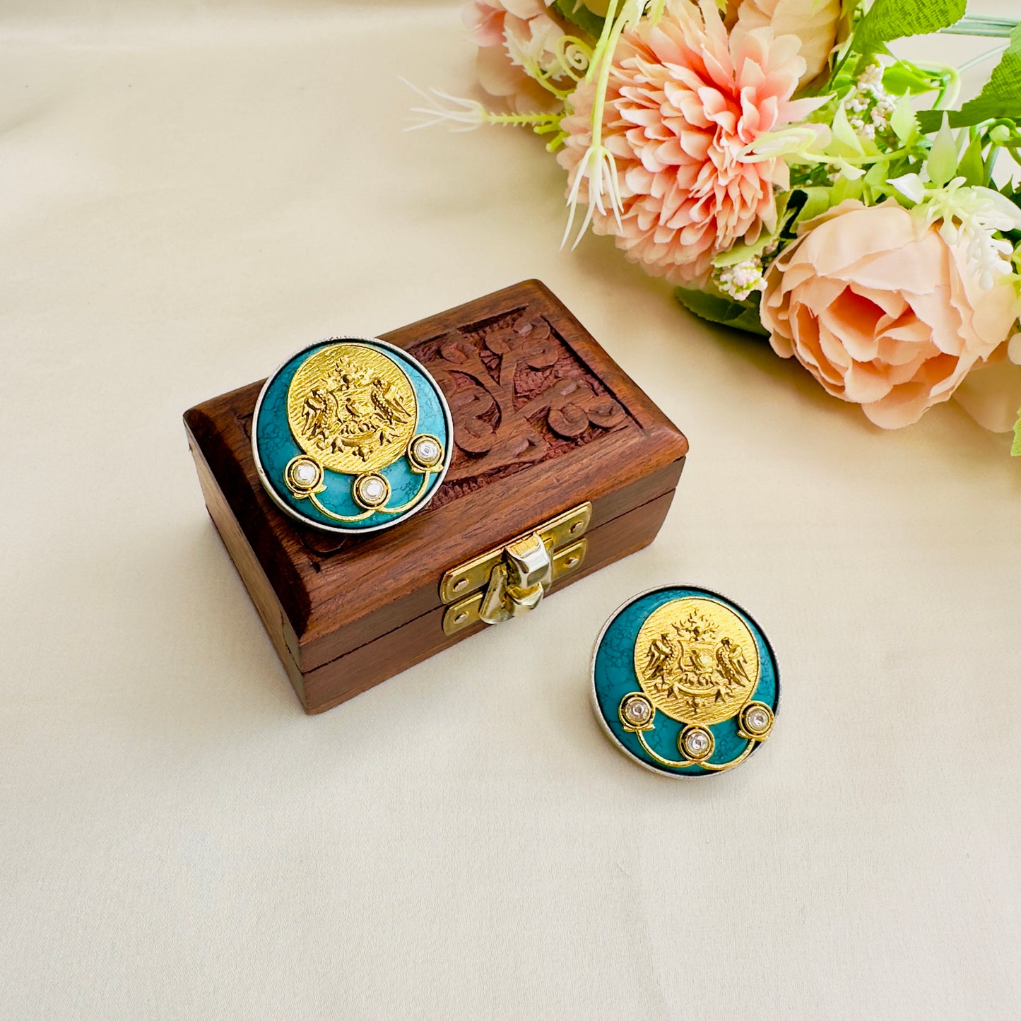 Dual Tone Silver Replica Stud Earrings