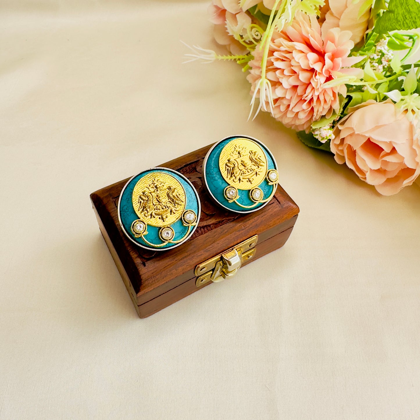 Dual Tone Silver Replica Stud Earrings