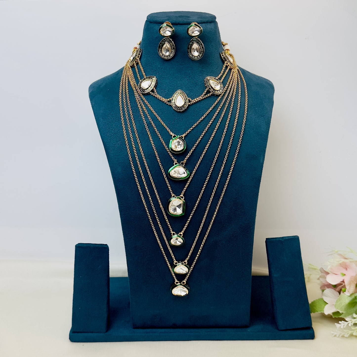 Seven Layer Polki Necklace Set