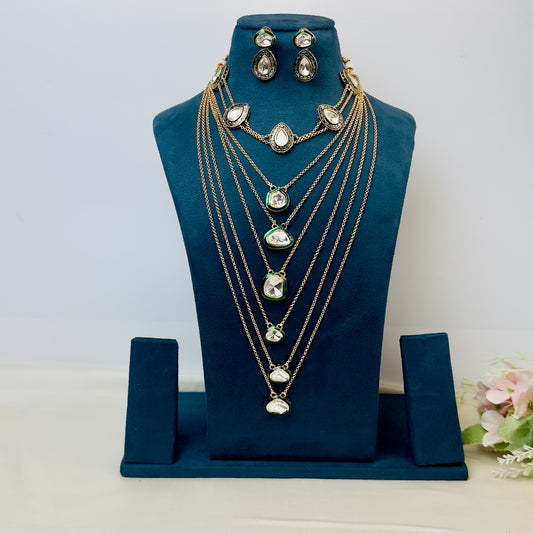 Seven Layer Polki Necklace Set
