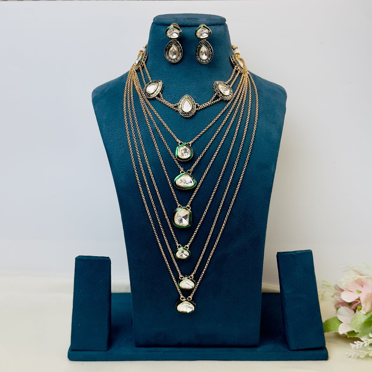 Seven Layer Polki Necklace Set