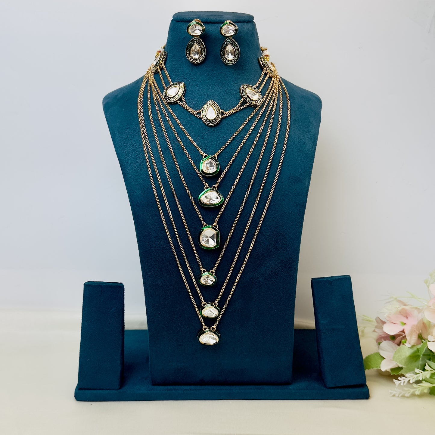 Seven Layer Polki Necklace Set