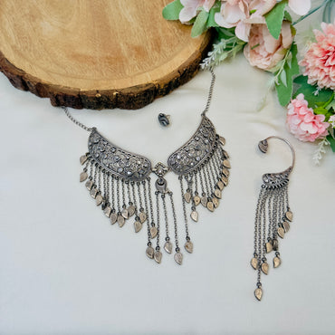 Intricate Design Silver Replica Designer Necklace Set