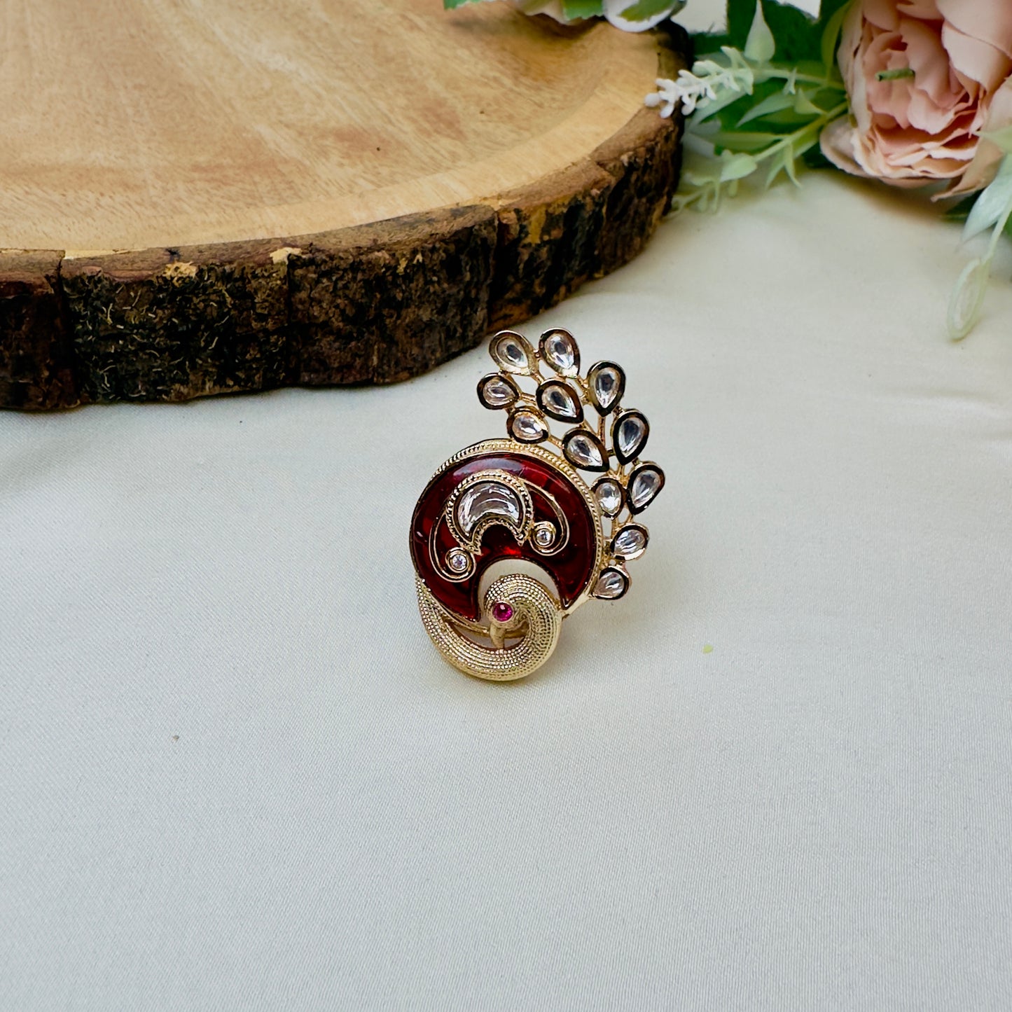 Peacock Tayani Kundan Ring