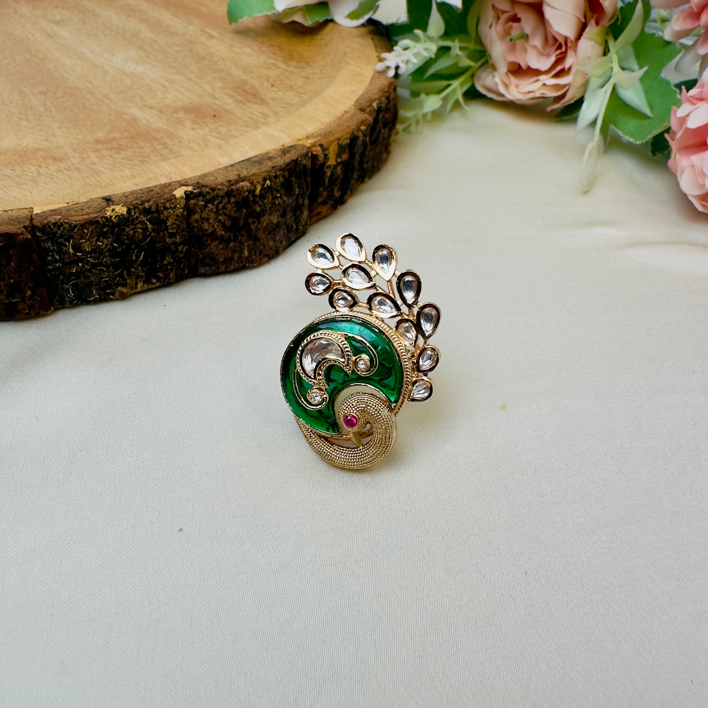 Peacock Tayani Kundan Ring