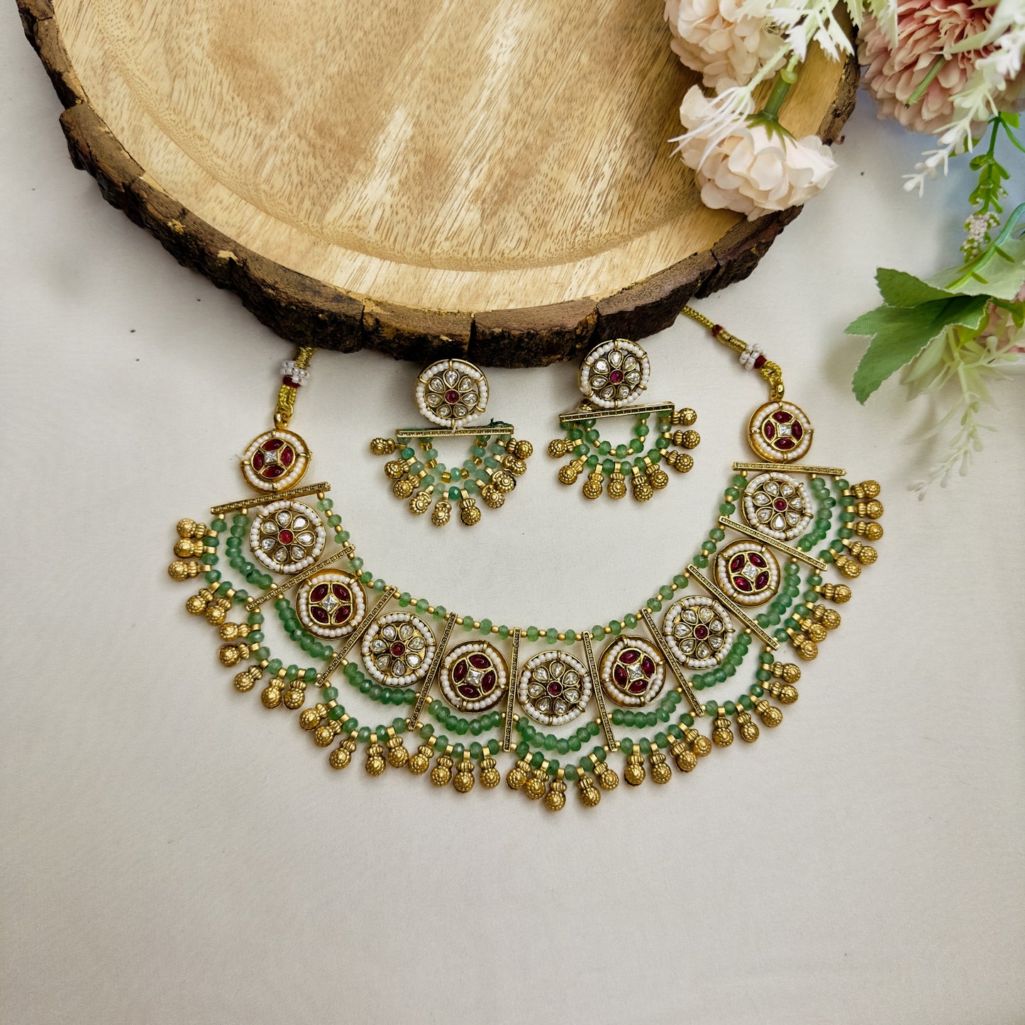 Nine Pendant double Layer Necklace Set
