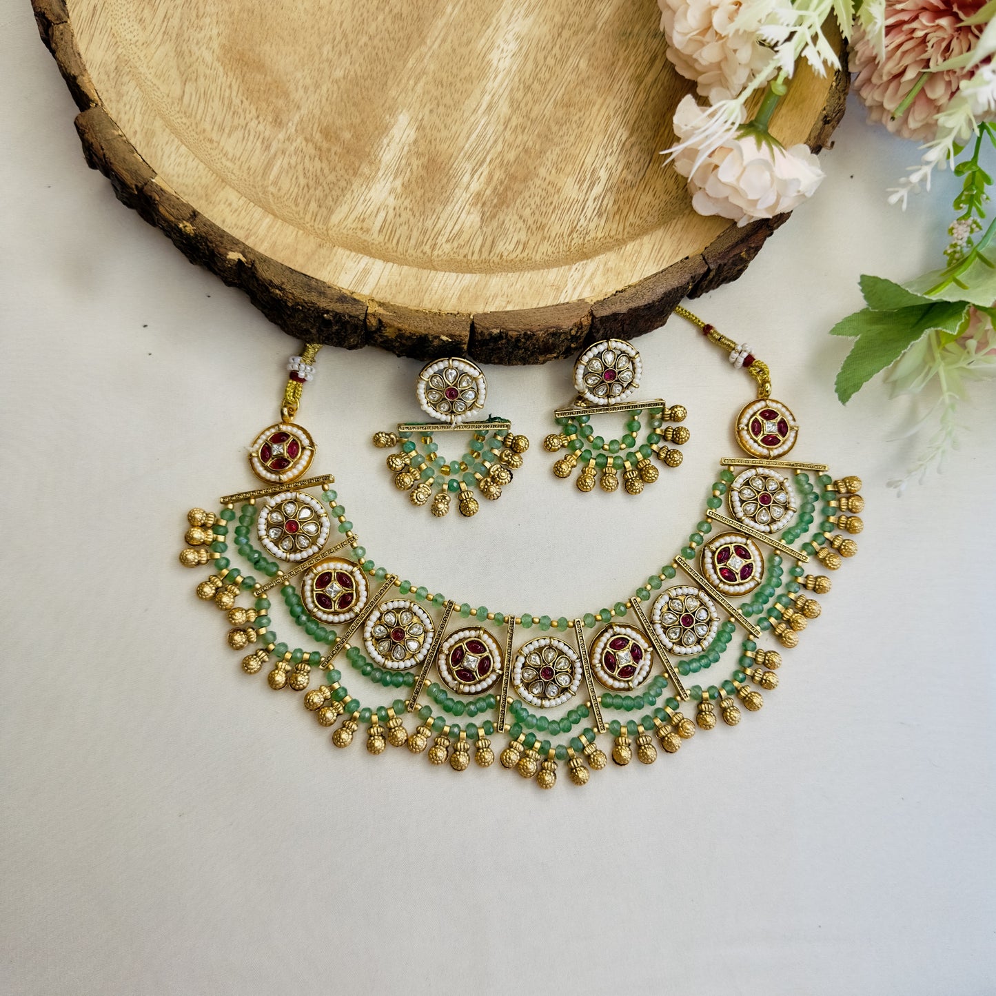 Nine Pendant double Layer Necklace Set