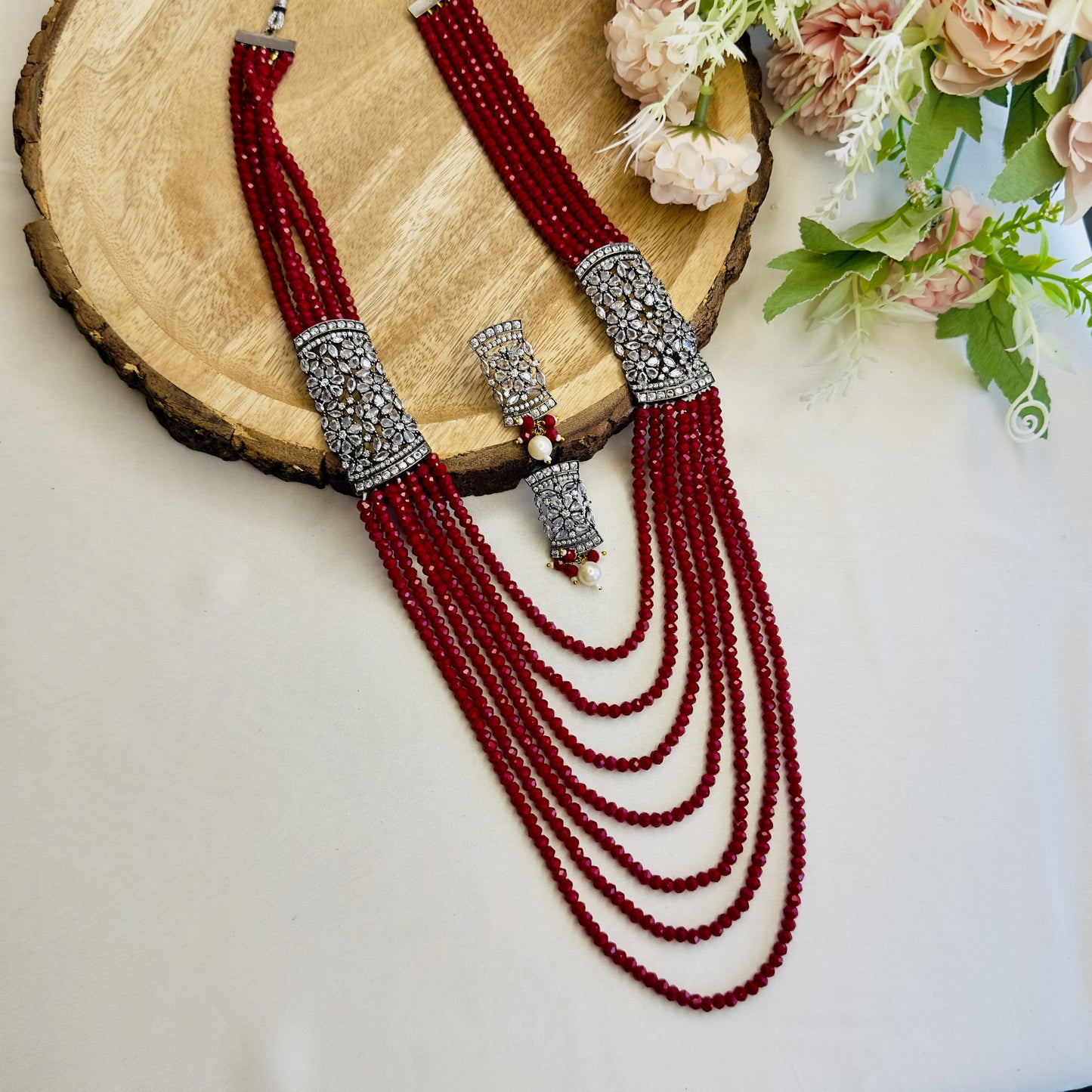 Side AD Broach Necklace Set