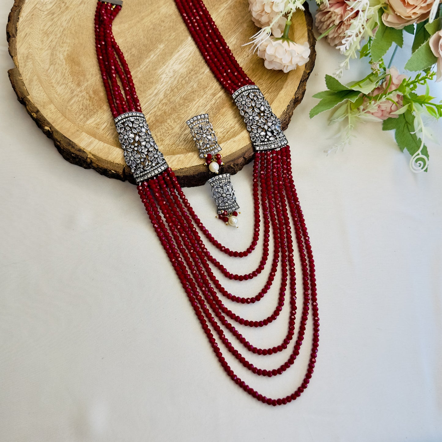 Side AD Broach Necklace Set