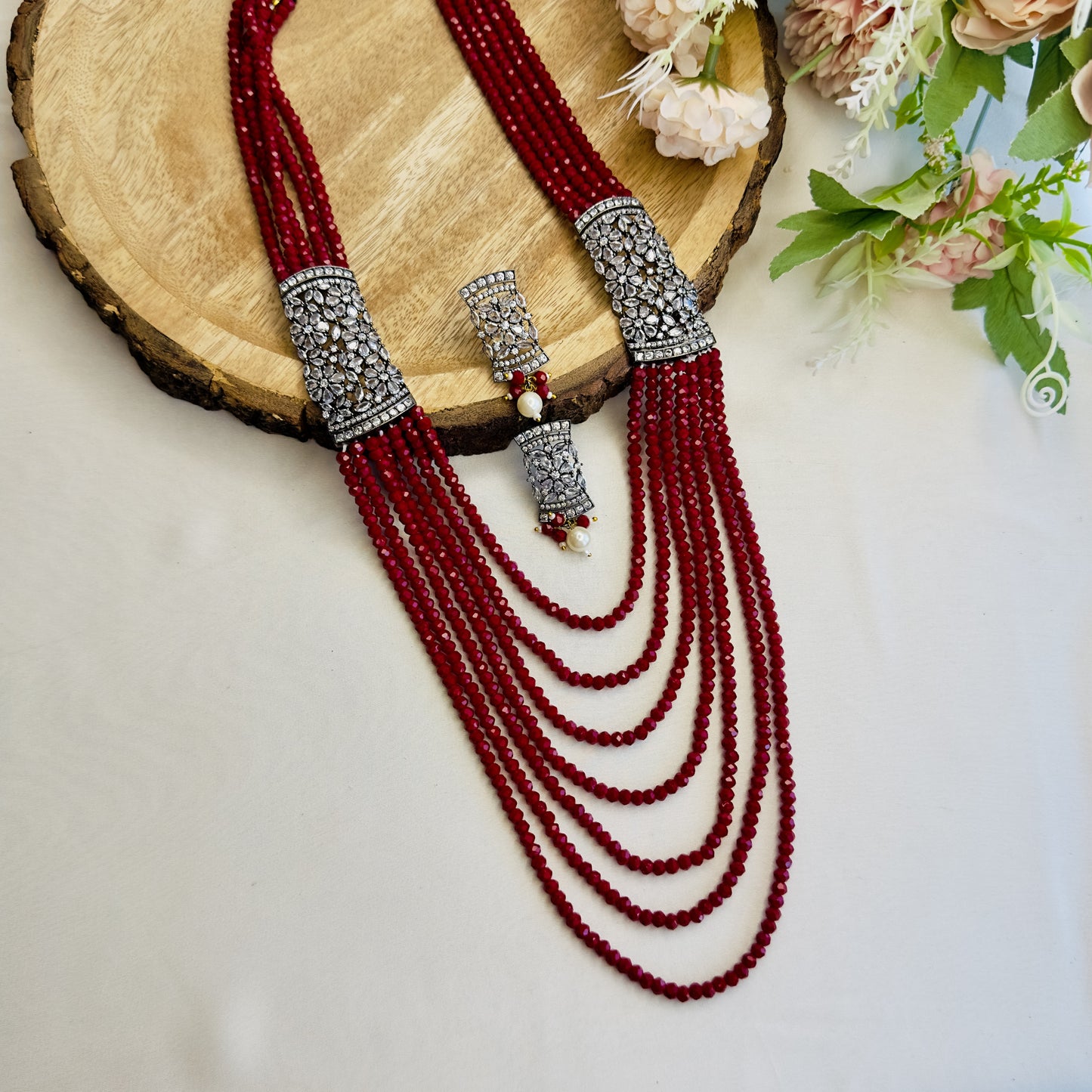 Side AD Broach Necklace Set