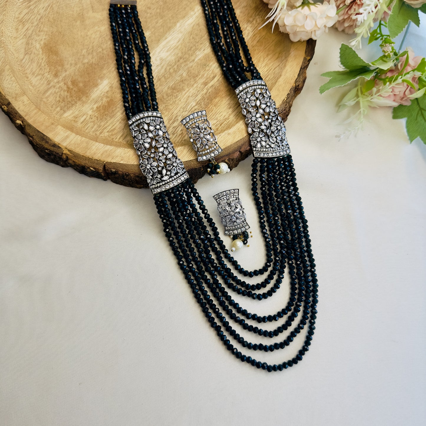 Side AD Broach Necklace Set