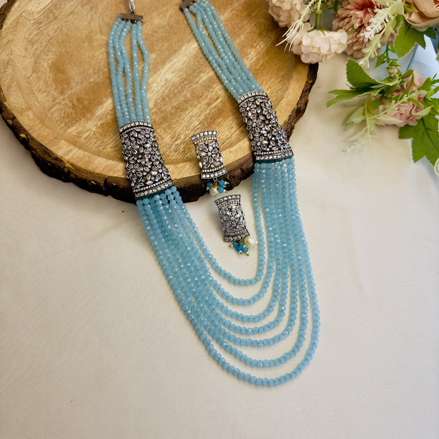 Side AD Broach Necklace Set